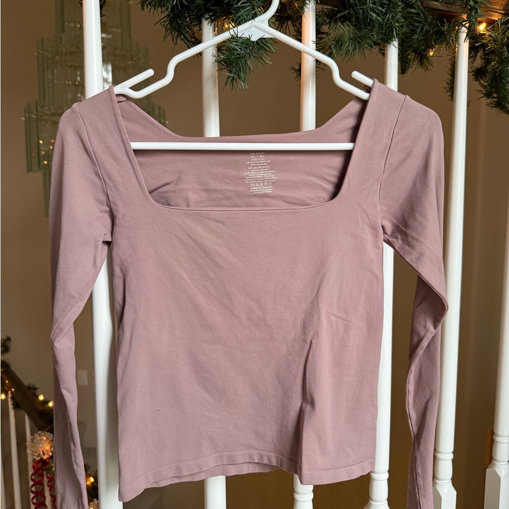 Free People Dusty Pink Long Sleeve Top